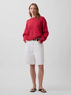 Swetr oversize w stylu crop top, 100% bawełna