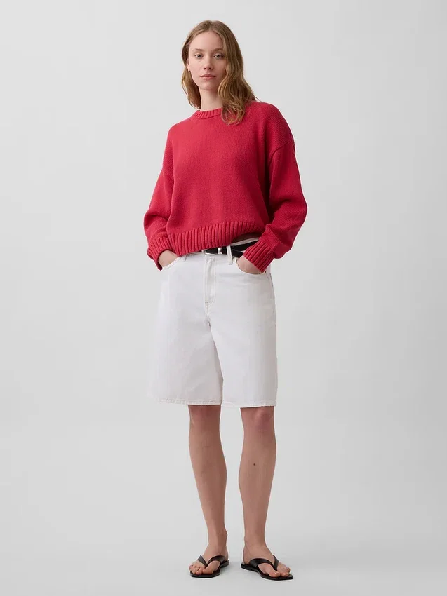 Swetr oversize w stylu crop top, 100% bawełna