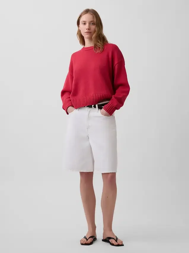 Swetr oversize w stylu crop top, 100% bawełna