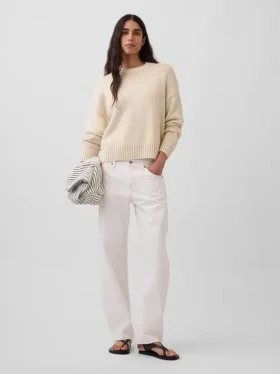 Swetr oversize w stylu crop top, 100% bawełna