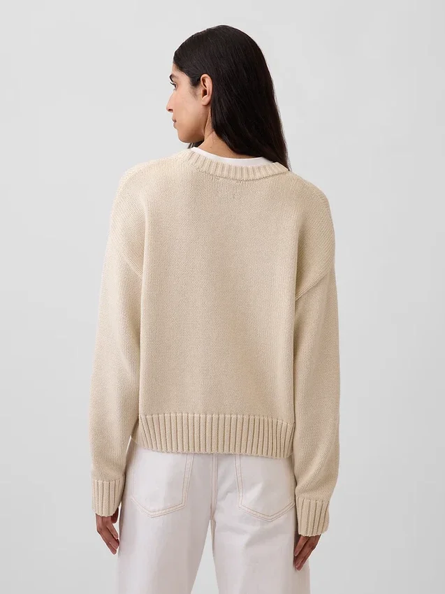 Swetr oversize w stylu crop top, 100% bawełna