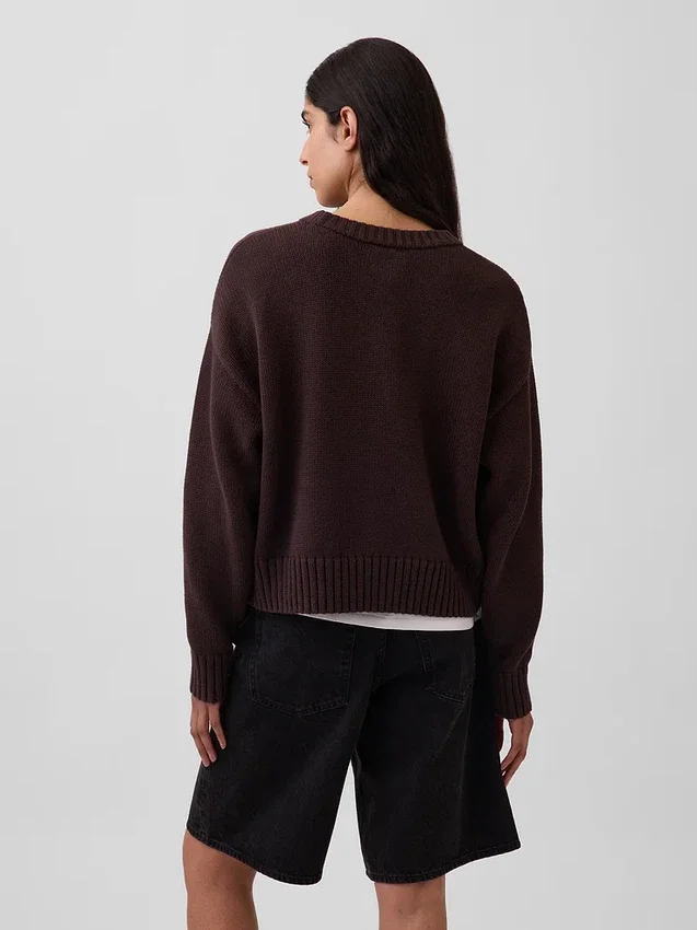Swetr oversize w stylu crop top, 100% bawełna