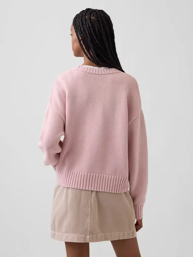 Swetr oversize w stylu crop top, 100% bawełna
