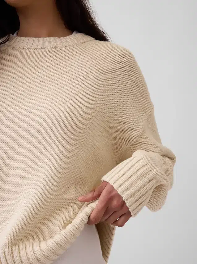 Swetr oversize w stylu crop top, 100% bawełna