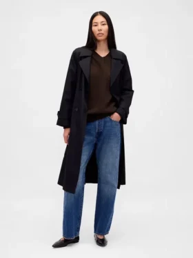 Swetr oversize z dekoltem w serek z dzianiny CashSoft