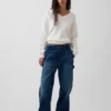 Swetr oversize z dekoltem w serek z dzianiny CashSoft