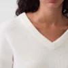 Swetr oversize z dekoltem w serek z dzianiny CashSoft
