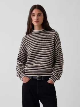 Swetr oversize z golfem, 100% bawełna