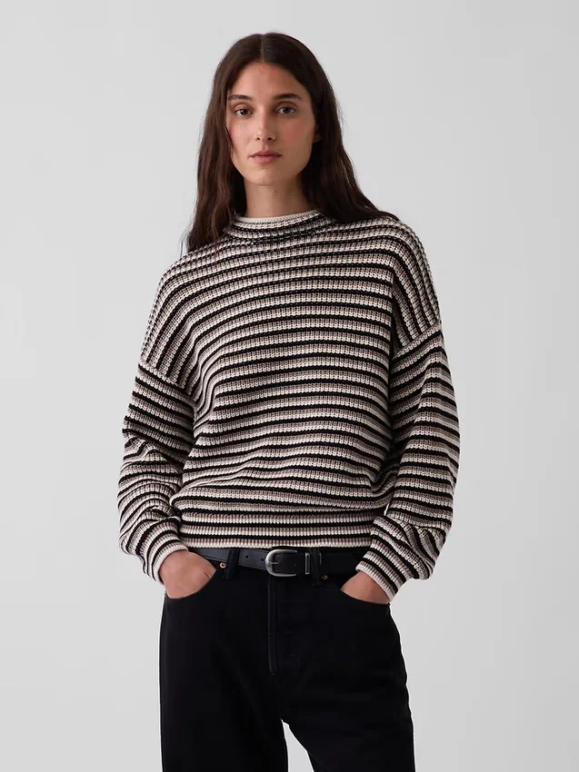 Swetr oversize z golfem, 100% bawełna