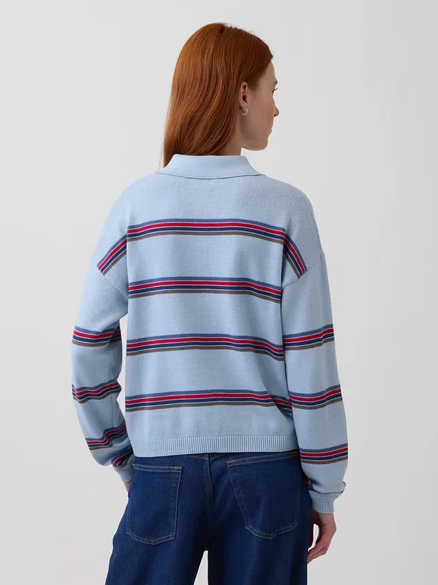 Swetr polo o luźnym kroju, 100% bawełna