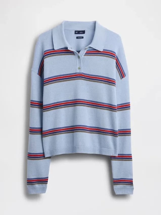 Swetr polo o luźnym kroju, 100% bawełna