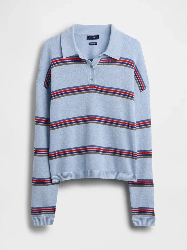 Swetr polo o luźnym kroju, 100% bawełna