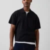Swetr polo oversize z kieszenią i zamkiem do połowy