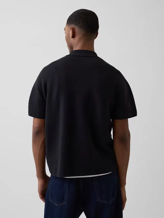 Swetr polo oversize z kieszenią i zamkiem do połowy