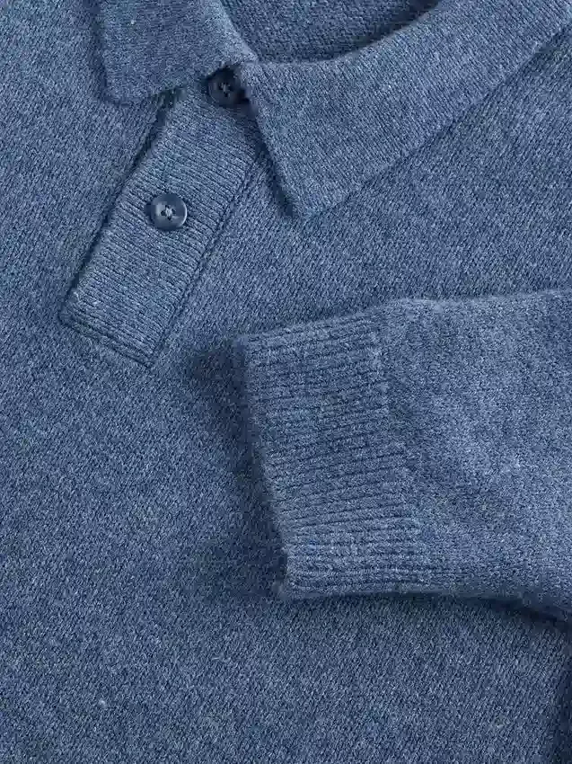 Swetr polo z mieszanki wełny merynosowej
