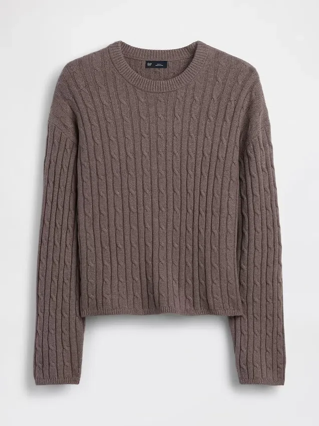 Swetr z dzianiny warkoczowej CashSoft w stylu oversize