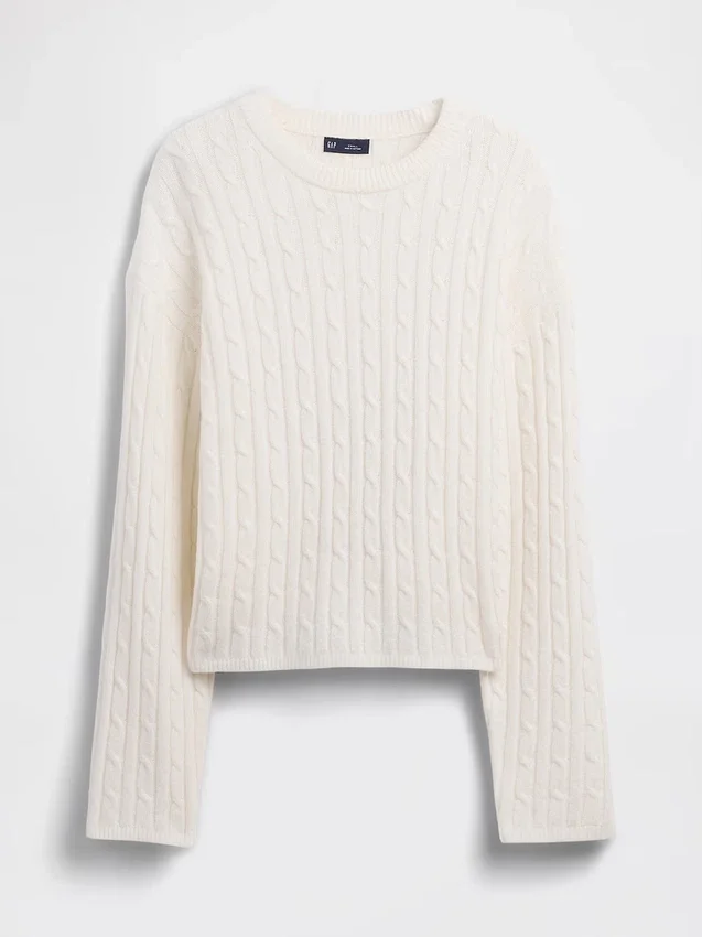 Swetr z dzianiny warkoczowej CashSoft w stylu oversize