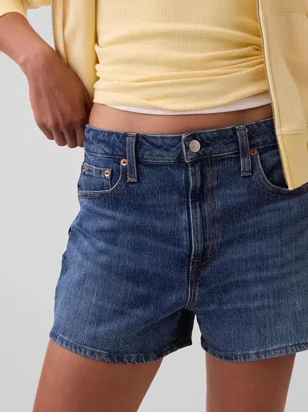 Szorty dżinsowe o wysokim stanie i luźnym, prostym kroju, 3,5"