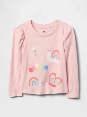 T-shirt dla niemowląt i maluchów z bufiastymi rękawami do łączenia z innymi ubraniami