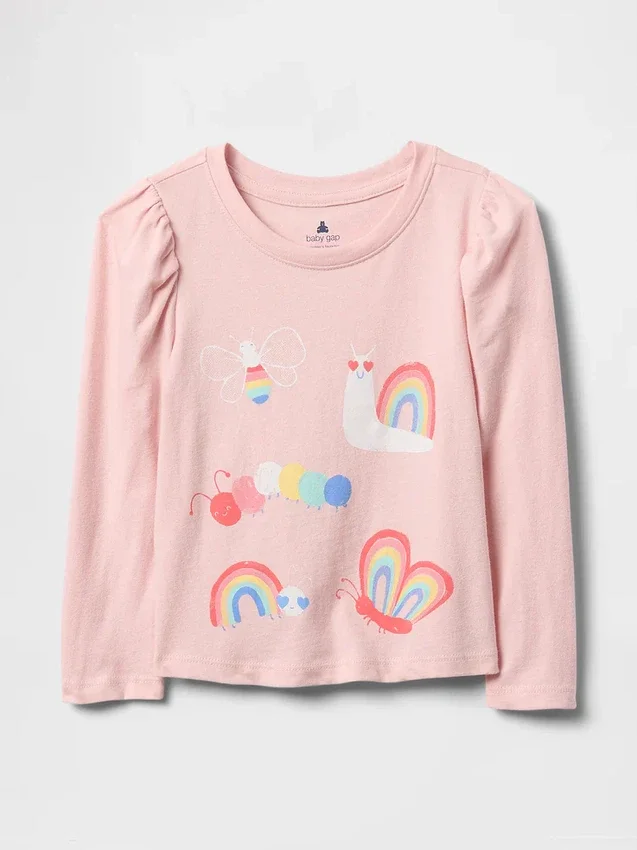 T-shirt dla niemowląt i maluchów z bufiastymi rękawami do łączenia z innymi ubraniami