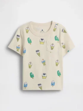 T-shirt dla niemowląt i maluchów z nadrukami do łączenia i dopasowywania oraz kieszenią