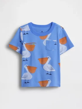 T-shirt dla niemowląt i maluchów z nadrukami do łączenia i dopasowywania oraz kieszenią