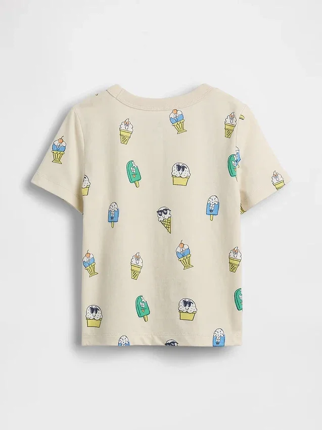 T-shirt dla niemowląt i maluchów z nadrukami do łączenia i dopasowywania oraz kieszenią