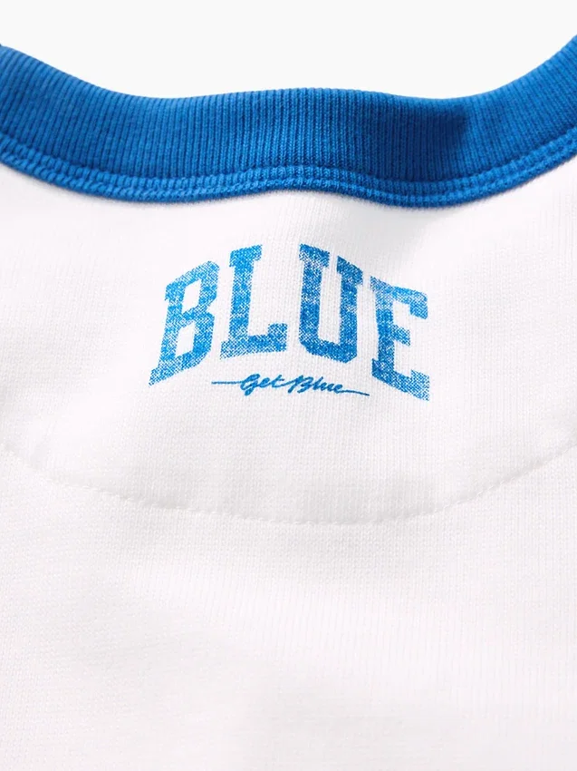 T-shirt dziecięcy „Get Blue” z logo w luźnym kroju