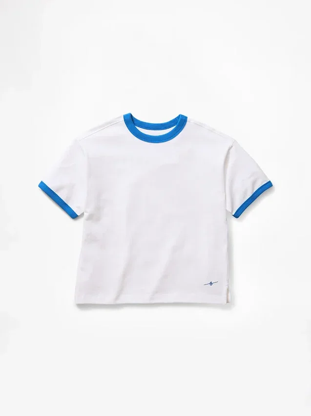 T-shirt dziecięcy „Get Blue” z logo w luźnym kroju