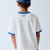 T-shirt dziecięcy „Get Blue” z logo w luźnym kroju