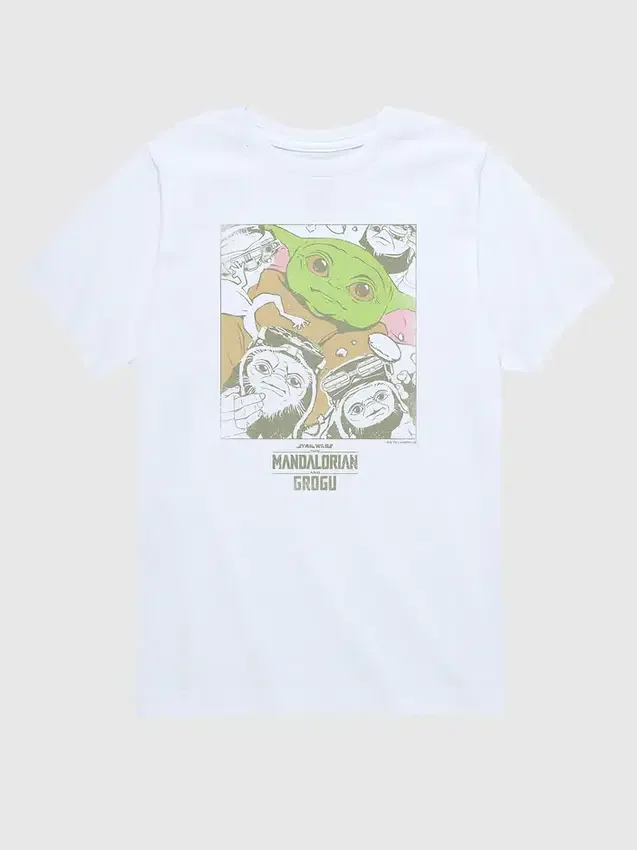 T-shirt dziecięcy z nadrukiem przedstawiającym Grogu i przyjaciół z „Gwiezdnych wojen”