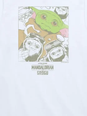 T-shirt dziecięcy z nadrukiem przedstawiającym Grogu i przyjaciół z „Gwiezdnych wojen”