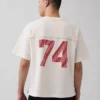 T-shirt Ouigap z logo, gruba, o skróconym kroju