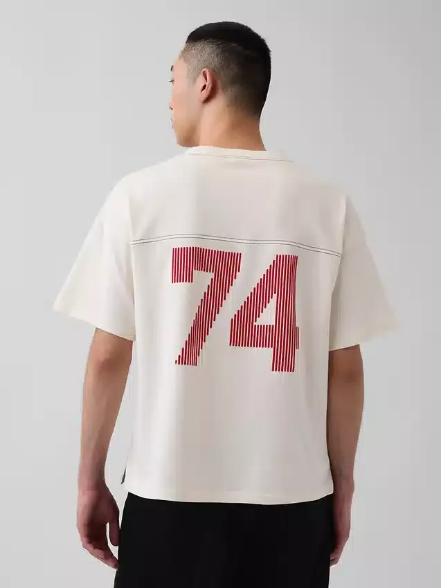 T-shirt Ouigap z logo, gruba, o skróconym kroju