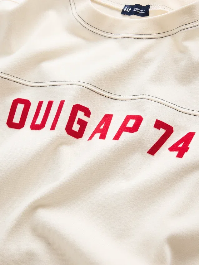 T-shirt Ouigap z logo, gruba, o skróconym kroju