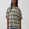 T-shirt oversize w paski z motywem Keitha Haringa
