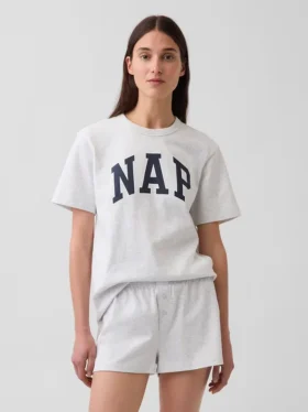 T-shirt piżamowy oversize z logo Nap