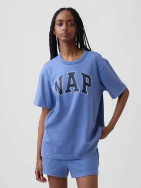 T-shirt piżamowy oversize z logo Nap