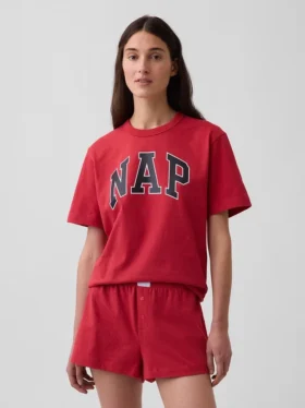 T-shirt piżamowy oversize z logo Nap