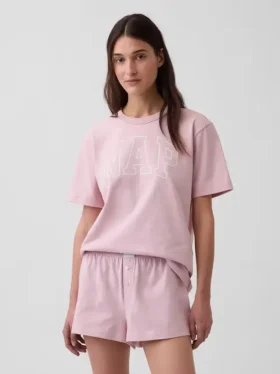 T-shirt piżamowy oversize z logo Nap