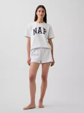 T-shirt piżamowy oversize z logo Nap