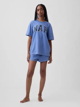 T-shirt piżamowy oversize z logo Nap