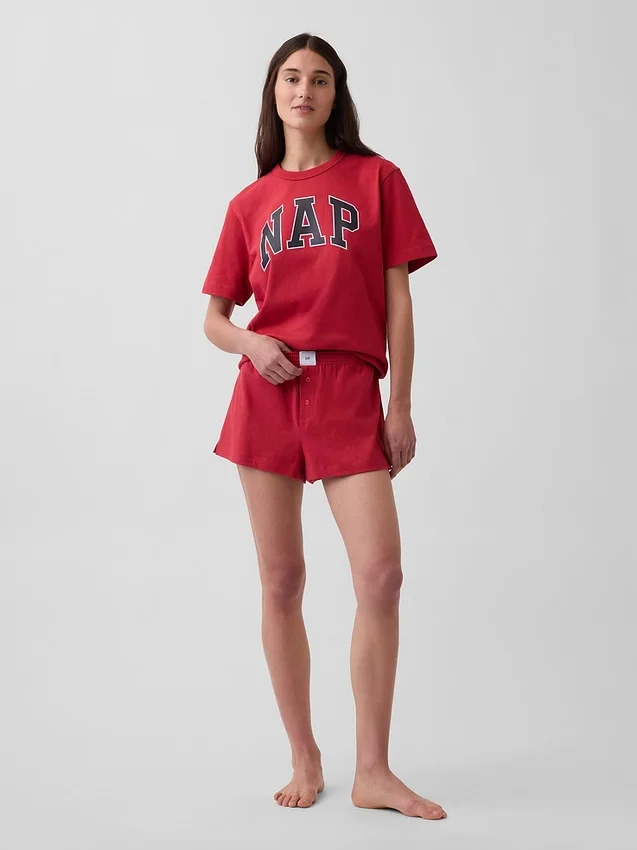 T-shirt piżamowy oversize z logo Nap