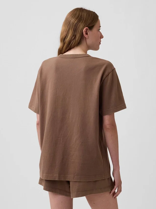 T-shirt piżamowy oversize z logo Nap