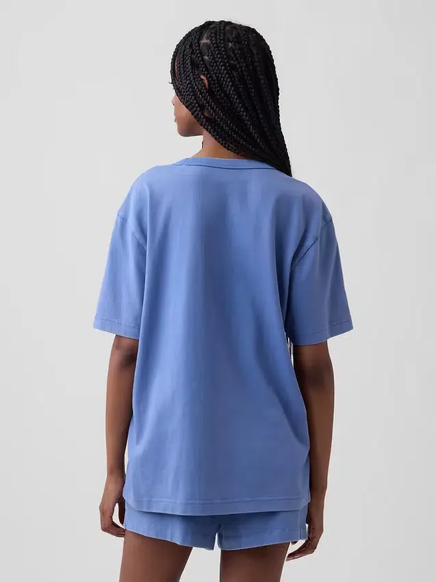 T-shirt piżamowy oversize z logo Nap