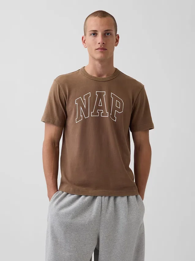 T-shirt piżamowy oversize z logo Nap