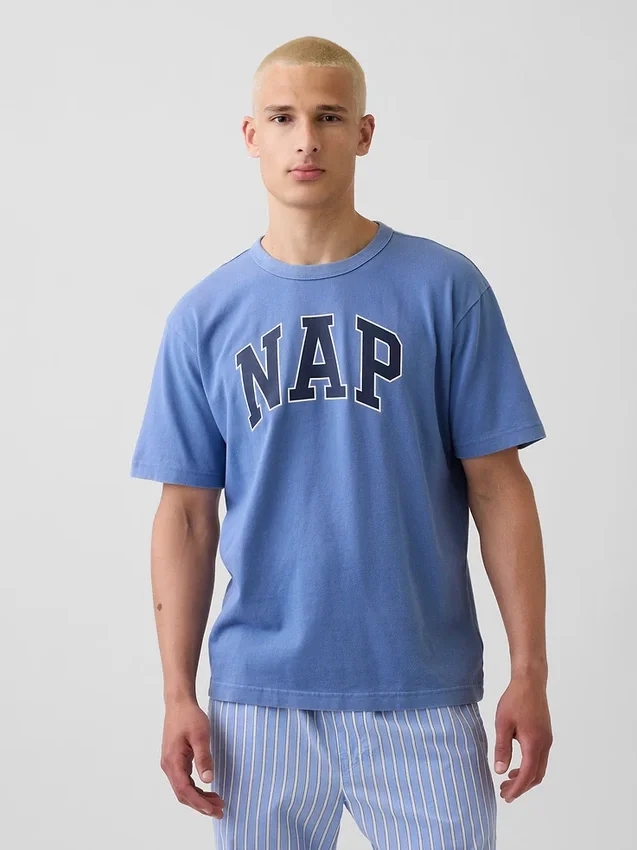 T-shirt piżamowy oversize z logo Nap