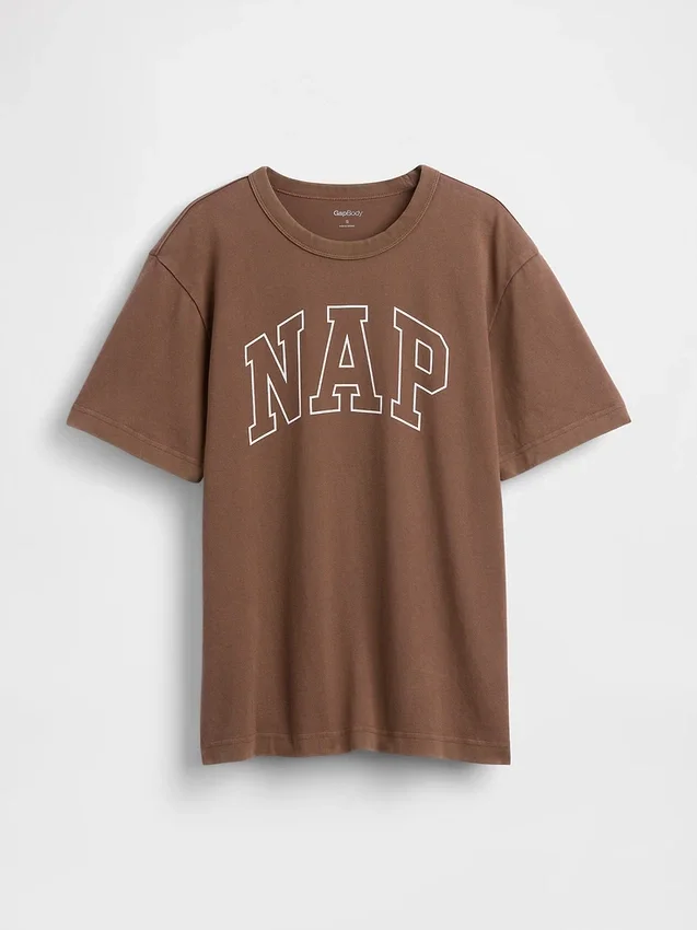T-shirt piżamowy oversize z logo Nap