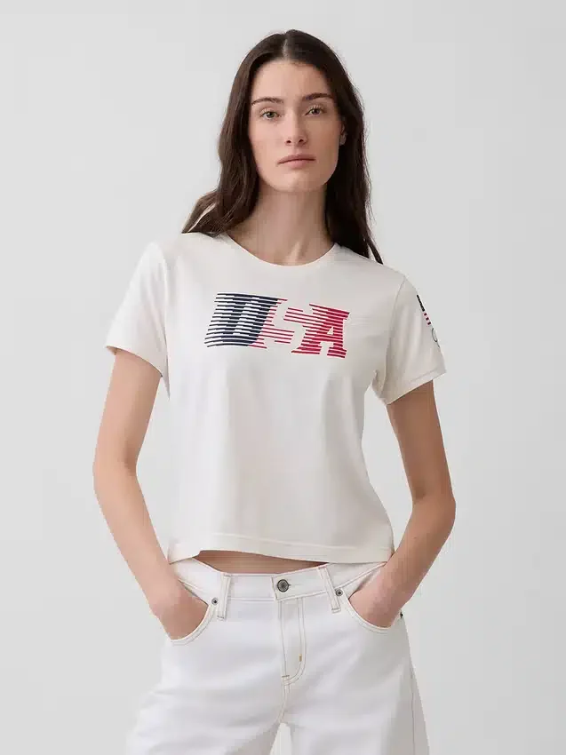 T-shirt typu crop Team USA