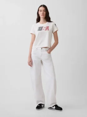 T-shirt typu crop Team USA